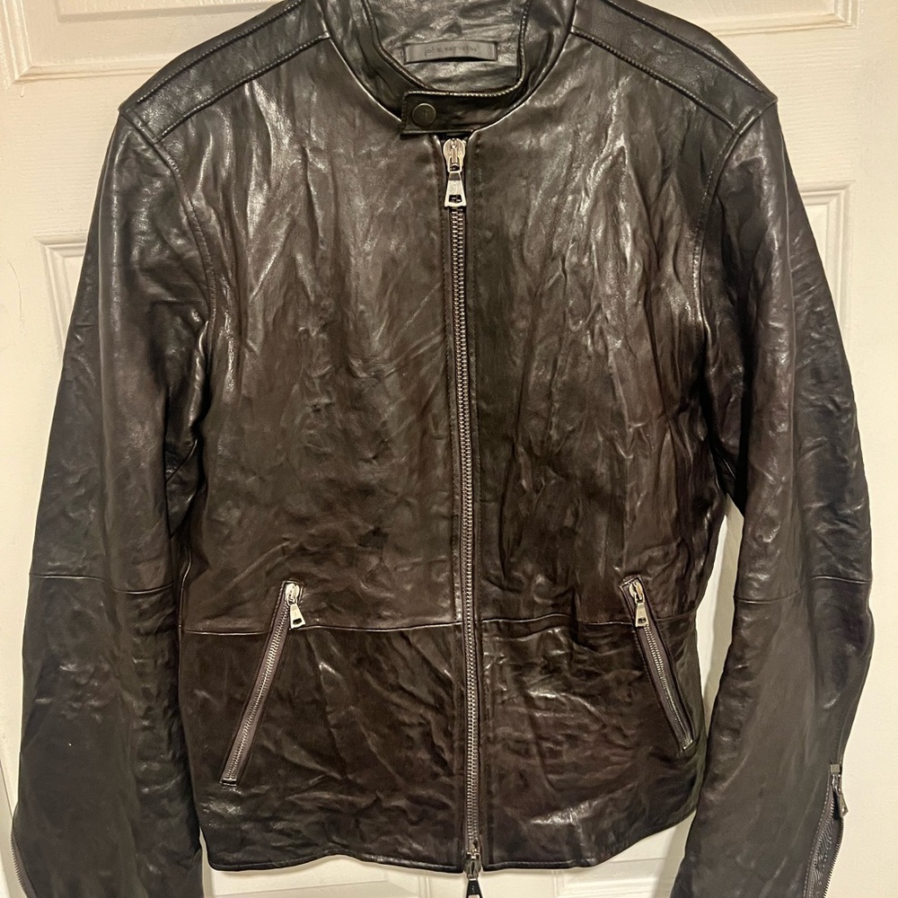 John Varvatos Dark Brown Leather Jacket
